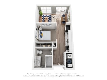 Studio, 1 bath, 696 sqft, $1,770
