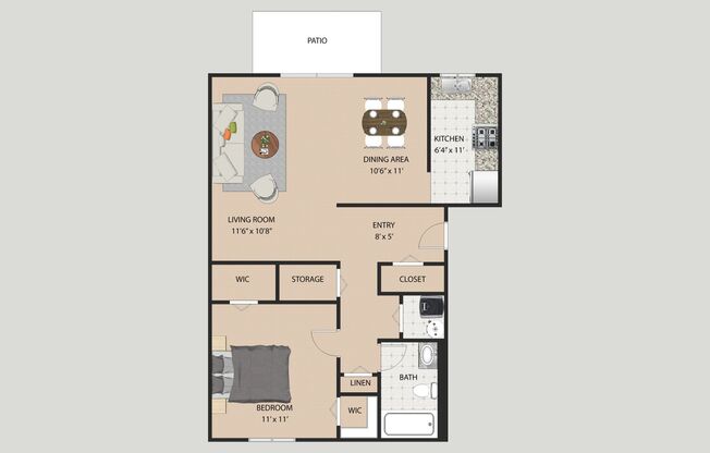 1 bed, 1 bath, 686 sqft, $1,255, Unit 165942-3