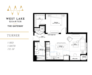 1 bed, 1 bath, 725 sqft, $1,720