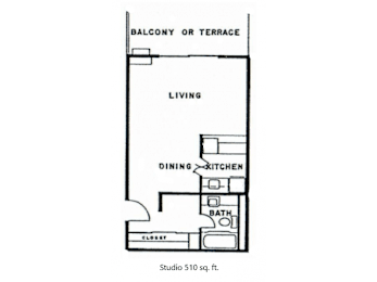 Studio, 1 bath, 510 sqft, $1,149