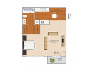 Studio, 1 bath, 445 sqft, $2,321
