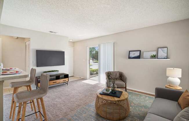 Spacious Living Area with Carpet