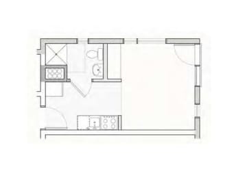 Studio, 1 bath, 282 sqft, $1,124
