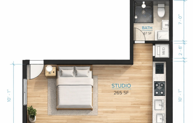 Studio, 1 bath, 300 sqft, $2,295, Unit 106