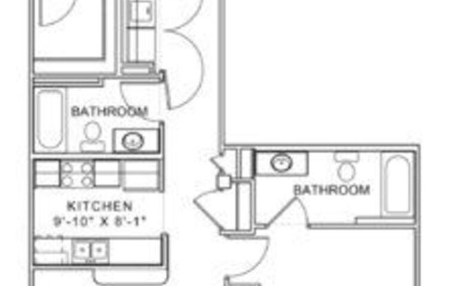 2 beds, 2 baths, 1,067 sqft, $1,400