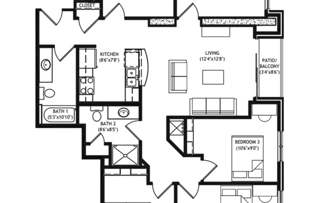 5 beds, 2 baths, 1,268 sqft, $6,250, Unit 209
