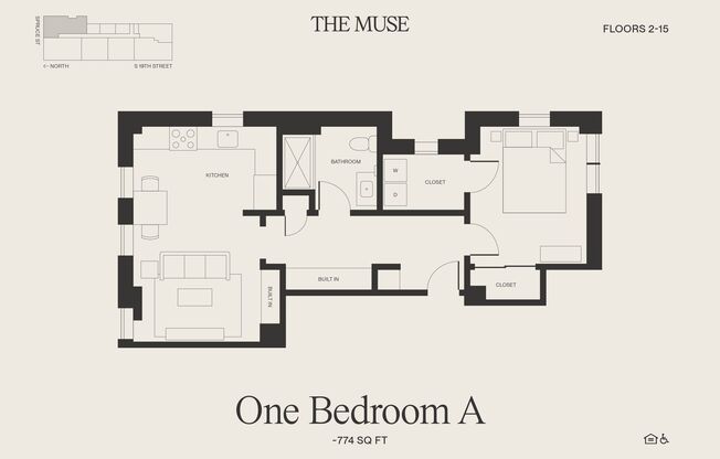 1 bed, 1 bath, 774 sqft, $2,880, Unit 701