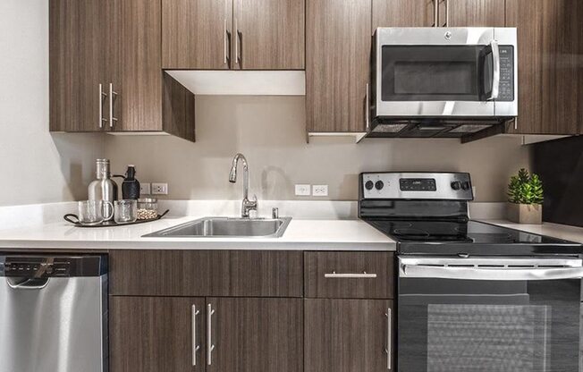 updated kitchen with stainless steel appliances