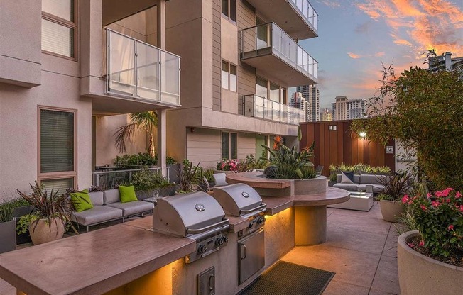 BBQ Grilling Terrace at F11 Luxury Apartments in San Diego, CA