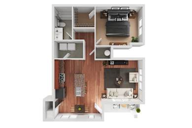 1 bed, 1 bath, 897 sqft, $1,673