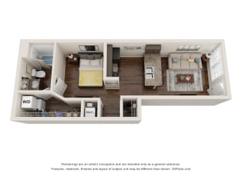 Studio, 1 bath, 525 sqft, $946
