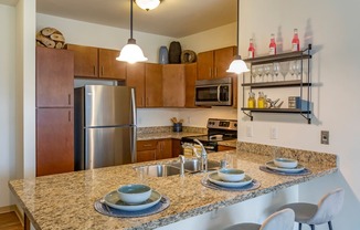 Kitchen Island at The Enclave Luxury Apartments