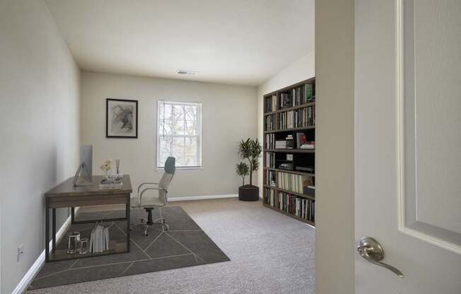 Office area with window at The Apartments at Owings Run, Maryland, 21117