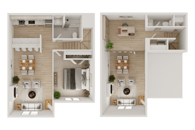 1 bed, 1.5 baths, 941 sqft, $1,121