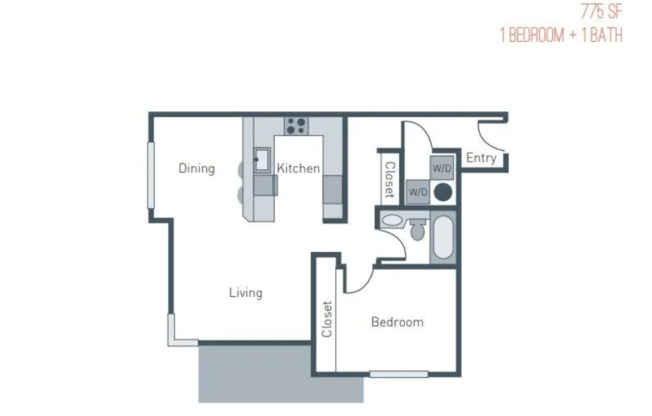 1 bed, 1 bath, 698 sqft, $2,095, Unit 404