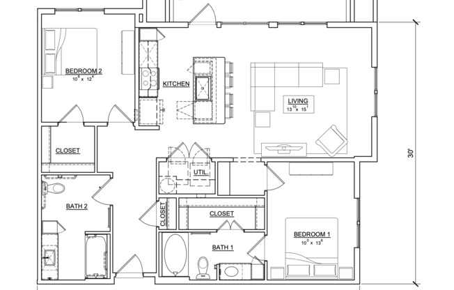2 beds, 2 baths, 1,110 sqft, $2,199