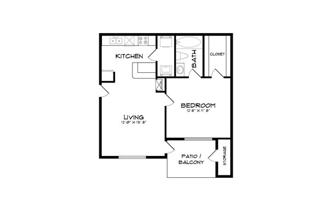 1 bed, 1 bath, 640 sqft, $1,159