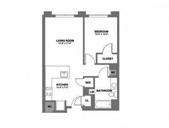 1 bed, 1 bath, 676 sqft, $2,426