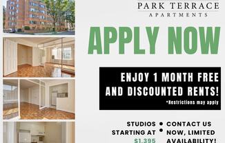 A flyer for Park Terrace Apartments advertising a time offer with limited availability.