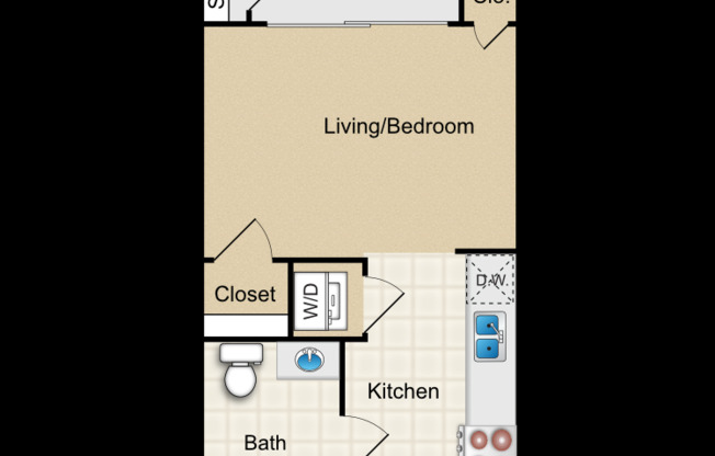 Studio, 1 bath, 366 sqft, $1,802