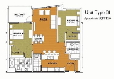 2 beds, 2 baths, 1,094 sqft, $2,125