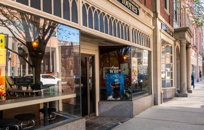 A storefront with a sign that says