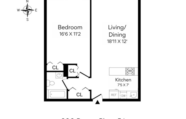 1 bed, 1 bath, 623 sqft, $4,495, Unit 5J