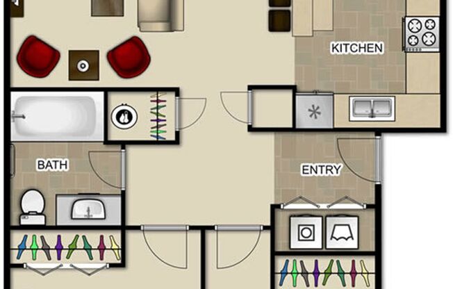 2 beds, 1 bath, 875 sqft, $1,595, Unit B19