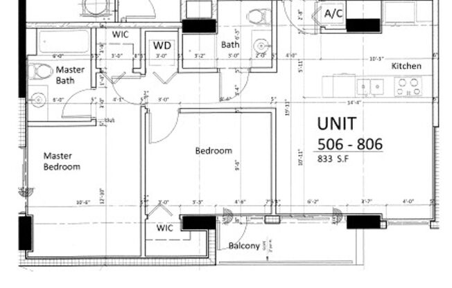 2 beds, 2 baths, 833 sqft, $2,500, Unit 806
