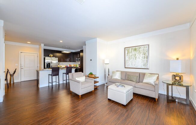 Wood Floor Living Room at Vanguard Crossing, St. Louis, 63124