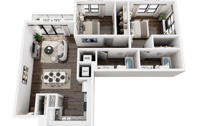 2 beds, 2 baths, 1,053 sqft, $2,469