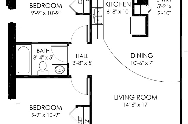 2 beds, 1 bath, 713 sqft, $710