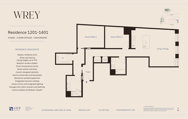 Studio, 2 baths, $9,115, Unit 1301