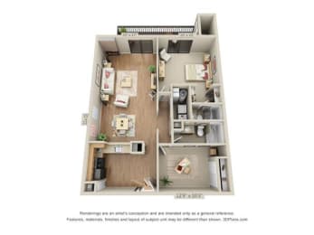 1 bed, 2 baths, 1,200 sqft, $1,556