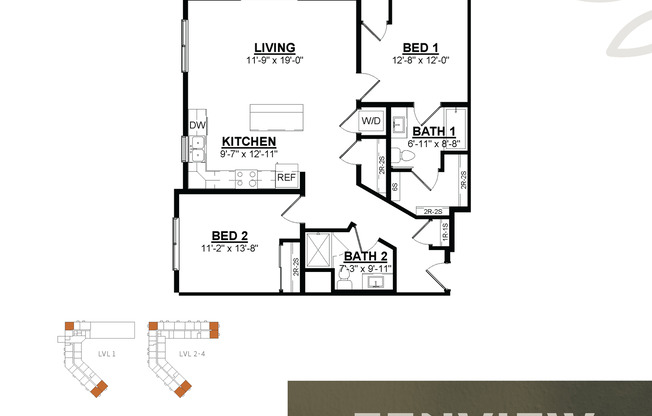 2 beds, 2 baths, 1,108 sqft, $2,150, Unit 420