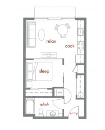 Studio, 1 bath, 510 sqft, $1,579