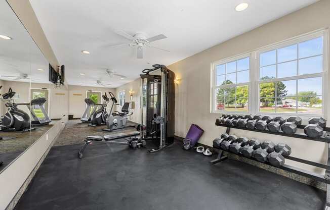 Fitness Center with Dumbbell Equipment