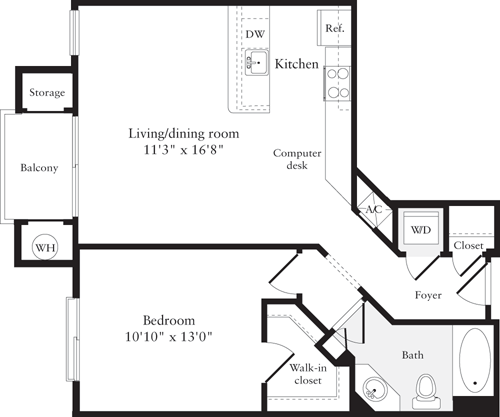 1 bed, 1 bath, 711 sqft, $2,544, Unit 144