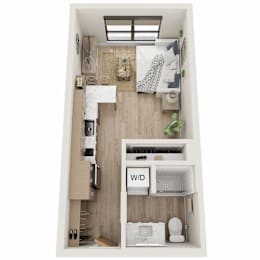 Studio, 1 bath, 447 sqft, $1,168