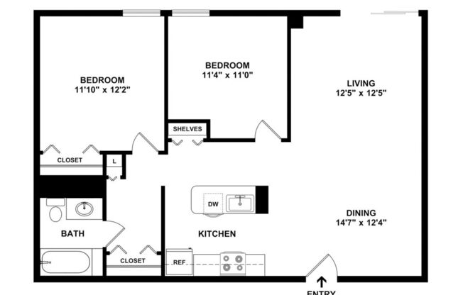 2 beds, 1 bath, 897 sqft, $3,005
