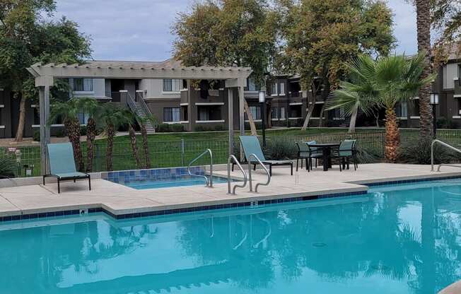 Pool and Spa at Aldea at Estrella Falls Apartment Homes in Goodyear AZ