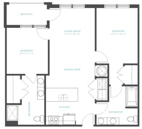 2 beds, 2 baths, 962 sqft, $1,775