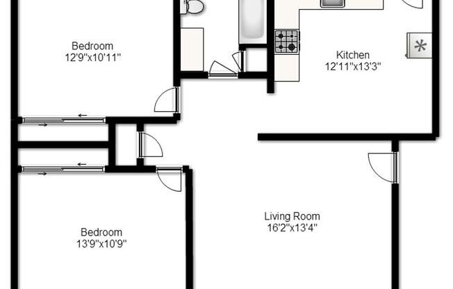 2 beds, 1 bath, 903 sqft, $1,150, Unit I-1