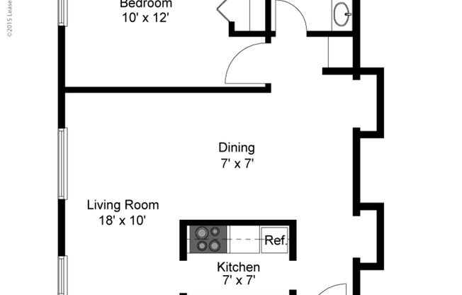 1 bed, 1 bath, 605 sqft, $1,375