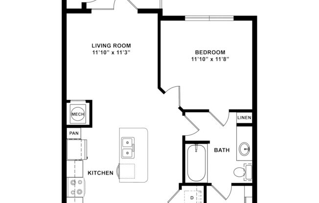 1 bed, 1 bath, 725 sqft, $1,258