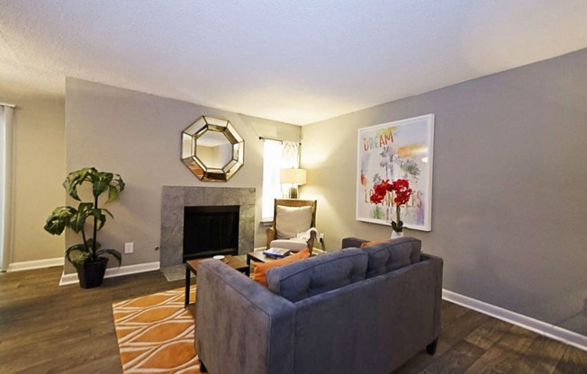 Living Area With Fireplace at 555 Mansell, Roswell, Georgia