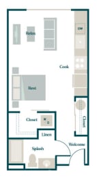 Studio, 1 bath, 480 sqft, $1,658