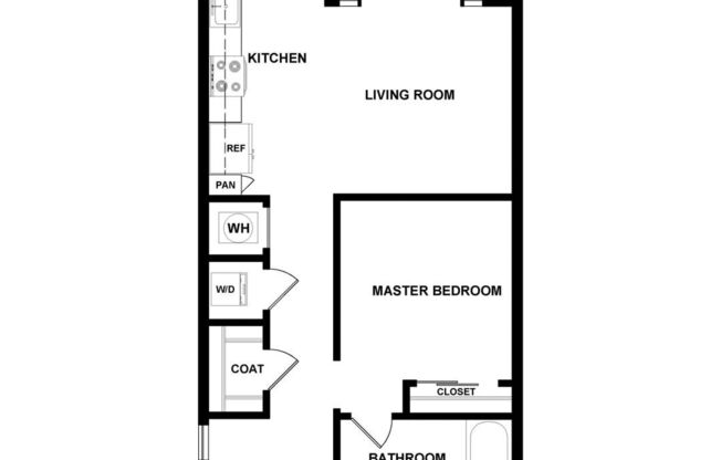 Studio, 1 bath, 624 sqft, $1,294