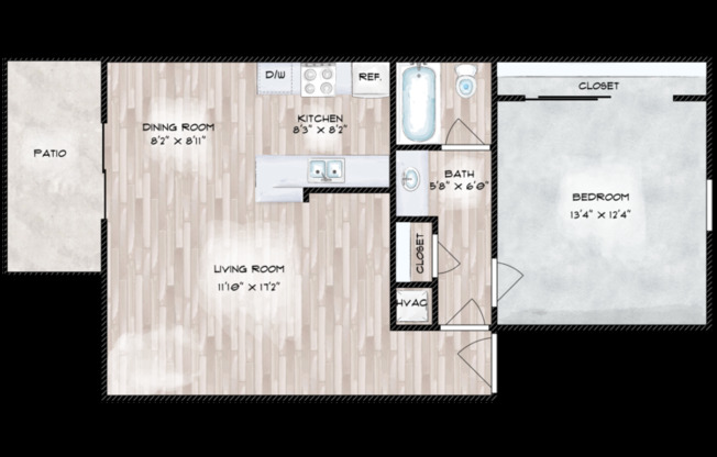 1 bed, 1 bath, 661 sqft, $887