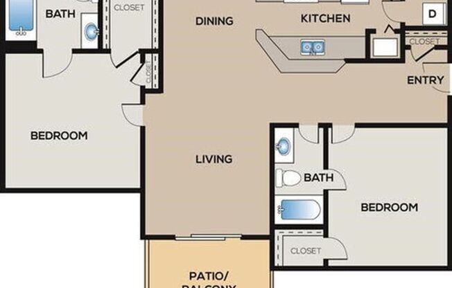 2 beds, 2 baths, 1,082 sqft, $1,660, Unit 416